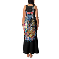 Personalized Japanese Koi Fish Ramen Family Matching Tank Maxi Dress and Hawaiian Shirt Aloha Shark Kakau Pattern