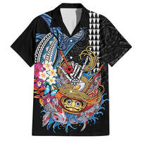 Personalized Japanese Koi Fish Ramen Hawaiian Shirt Aloha Shark Kakau Pattern LT9 Black - Polynesian Pride