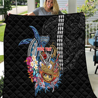 Personalized Japanese Koi Fish Ramen Quilt Aloha Shark Kakau Pattern LT9 Black - Polynesian Pride