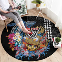 Personalized Japanese Koi Fish Ramen Round Carpet Aloha Shark Kakau Pattern LT9 - Polynesian Pride