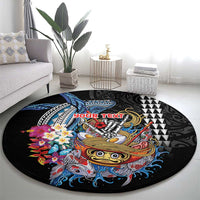 Personalized Japanese Koi Fish Ramen Round Carpet Aloha Shark Kakau Pattern LT9 - Polynesian Pride