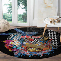 Personalized Japanese Koi Fish Ramen Round Carpet Aloha Shark Kakau Pattern LT9 - Polynesian Pride