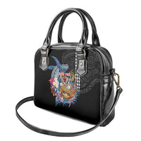 Personalized Japanese Koi Fish Ramen Shoulder Handbag Aloha Shark Kakau Pattern
