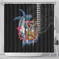 Personalized Japanese Koi Fish Ramen Shower Curtain Aloha Shark Kakau Pattern LT9 - Polynesian Pride