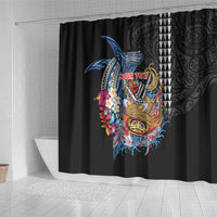 Personalized Japanese Koi Fish Ramen Shower Curtain Aloha Shark Kakau Pattern LT9 - Polynesian Pride
