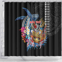 Personalized Japanese Koi Fish Ramen Shower Curtain Aloha Shark Kakau Pattern LT9 - Polynesian Pride