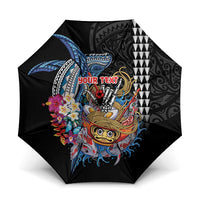 Personalized Japanese Koi Fish Ramen Umbrella Aloha Shark Kakau Pattern LT9 One Size Folded 11.42 inch Opened Diameter 37.4 inch Black - Polynesian Pride