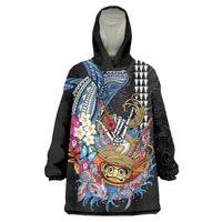 Personalized Japanese Koi Fish Ramen Wearable Blanket Hoodie Aloha Shark Kakau Pattern