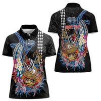Personalized Japanese Koi Fish Ramen Women Polo Shirt Aloha Shark Kakau Pattern LT9 - Polynesian Pride