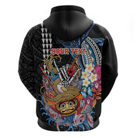 Personalized Japanese Koi Fish Ramen Zip Hoodie Aloha Shark Kakau Pattern