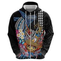 Personalized Japanese Koi Fish Ramen Zip Hoodie Aloha Shark Kakau Pattern