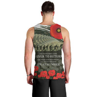 ANZAC Day We Remember Men Tank Top Maori Silver Fern Camouflage Motif