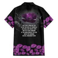 ANZAC Day Remembrance Family Matching Long Sleeve Bodycon Dress and Hawaiian Shirt Purple Poppy We Will Remember Them LT9 - Polynesian Pride