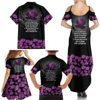 ANZAC Day Remembrance Family Matching Summer Maxi Dress and Hawaiian Shirt Purple Poppy We Will Remember Them
