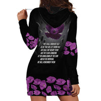 ANZAC Day Remembrance Hoodie Dress Purple Poppy We Will Remember Them LT9 - Polynesian Pride