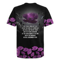 ANZAC Day Remembrance Rugby Jersey Purple Poppy We Will Remember Them