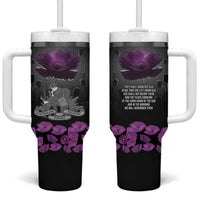 ANZAC Day Remembrance Tumbler With Handle Purple Poppy We Will Remember Them