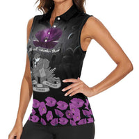 ANZAC Day Remembrance Women Sleeveless Polo Shirt Purple Poppy We Will Remember Them