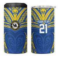 Custom Oceania Football Solomon Kings 4 in 1 Can Cooler Tumbler Polynesian Tribal Pattern