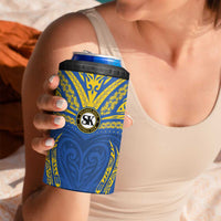 Custom Oceania Football Solomon Kings 4 in 1 Can Cooler Tumbler Polynesian Tribal Pattern