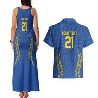 Custom Oceania Football Solomon Kings Couples Matching Tank Maxi Dress and Hawaiian Shirt Polynesian Tribal Pattern