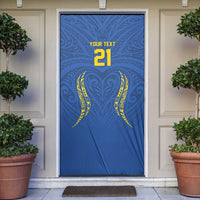 Custom Oceania Football Solomon Kings Door Cover Polynesian Tribal Pattern LT9 Blue - Polynesian Pride