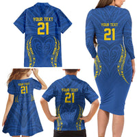 Custom Oceania Football Solomon Kings Family Matching Long Sleeve Bodycon Dress and Hawaiian Shirt Polynesian Tribal Pattern