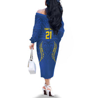 Custom Oceania Football Solomon Kings Family Matching Off The Shoulder Long Sleeve Dress and Hawaiian Shirt Polynesian Tribal Pattern