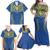 Custom Oceania Football Solomon Kings Family Matching Off Shoulder Maxi Dress and Hawaiian Shirt Polynesian Tribal Pattern