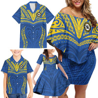 Custom Oceania Football Solomon Kings Family Matching Off Shoulder Short Dress and Hawaiian Shirt Polynesian Tribal Pattern