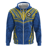 Custom Oceania Football Solomon Kings Hoodie Polynesian Tribal Pattern LT9 Zip Hoodie Blue - Polynesian Pride