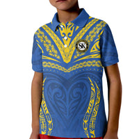 Custom Oceania Football Solomon Kings Kid Polo Shirt Polynesian Tribal Pattern