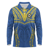 Custom Oceania Football Solomon Kings Long Sleeve Polo Shirt Polynesian Tribal Pattern