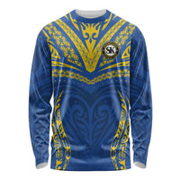 Custom Oceania Football Solomon Kings Long Sleeve Shirt Polynesian Tribal Pattern LT9 Unisex Blue - Polynesian Pride