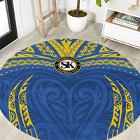 Oceania Football Solomon Kings Round Carpet Polynesian Tribal Pattern
