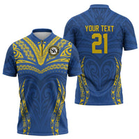 Custom Oceania Football Solomon Kings Zipper Polo Shirt Polynesian Tribal Pattern