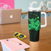 Green Hawaiian Hibiscus Shaka Sign Tumbler With Handle