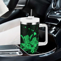 Green Hawaiian Hibiscus Shaka Sign Tumbler With Handle