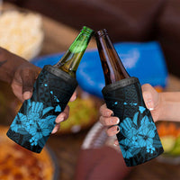 Blue Hawaiian Hibiscus Shaka Sign 4 in 1 Can Cooler Tumbler