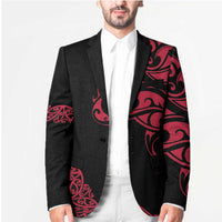 All Black Maori Tribal Tattoo Personalised Blazer Classic Red Polynesian Style - Polynesian Pride