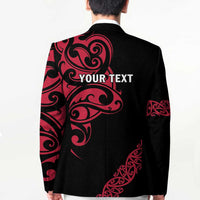 All Black Maori Tribal Tattoo Personalised Blazer Classic Red Polynesian Style - Polynesian Pride