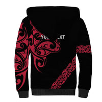 All Black Maori Tribal Tattoo Personalised Sherpa Hoodie Classic Red Polynesian Style - Polynesian Pride