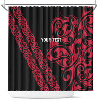 All Black Maori Tribal Tattoo Personalised Shower Curtain Classic Red Polynesian Style - Polynesian Pride