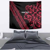 All Black Maori Tribal Tattoo Personalised Tapestry Classic Red Polynesian Style - Polynesian Pride