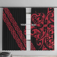 All Black Maori Tribal Tattoo Personalised Window Curtain Classic Red Polynesian Style - Polynesian Pride