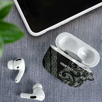 All Black Maori Tribal Tattoo Personalised AirPods Case Moss Green Polynesian Style - Polynesian Pride