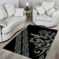 All Black Maori Tribal Tattoo Personalised Area Rug Moss Green Polynesian Style - Polynesian Pride