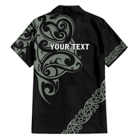 All Black Maori Tribal Tattoo Personalised Family Matching Puletasi and Hawaiian Shirt Moss Green Polynesian Style - Polynesian Pride