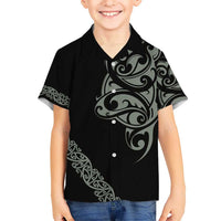All Black Maori Tribal Tattoo Personalised Hawaiian Shirt Moss Green Polynesian Style - Polynesian Pride