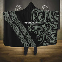 All Black Maori Tribal Tattoo Personalised Hooded Blanket Moss Green Polynesian Style - Polynesian Pride